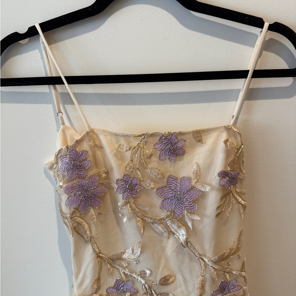 Lucy in the Sky Tank Tie Back Floral Embellished Mini Dress size Small - Picture 3 of 8